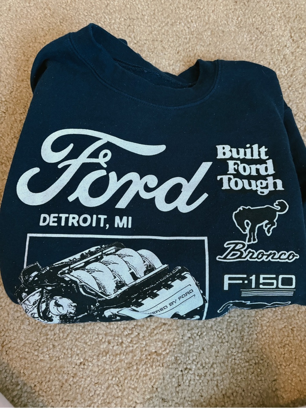 Ford Navy T‑Shirt with White Logo and Engine Graphic